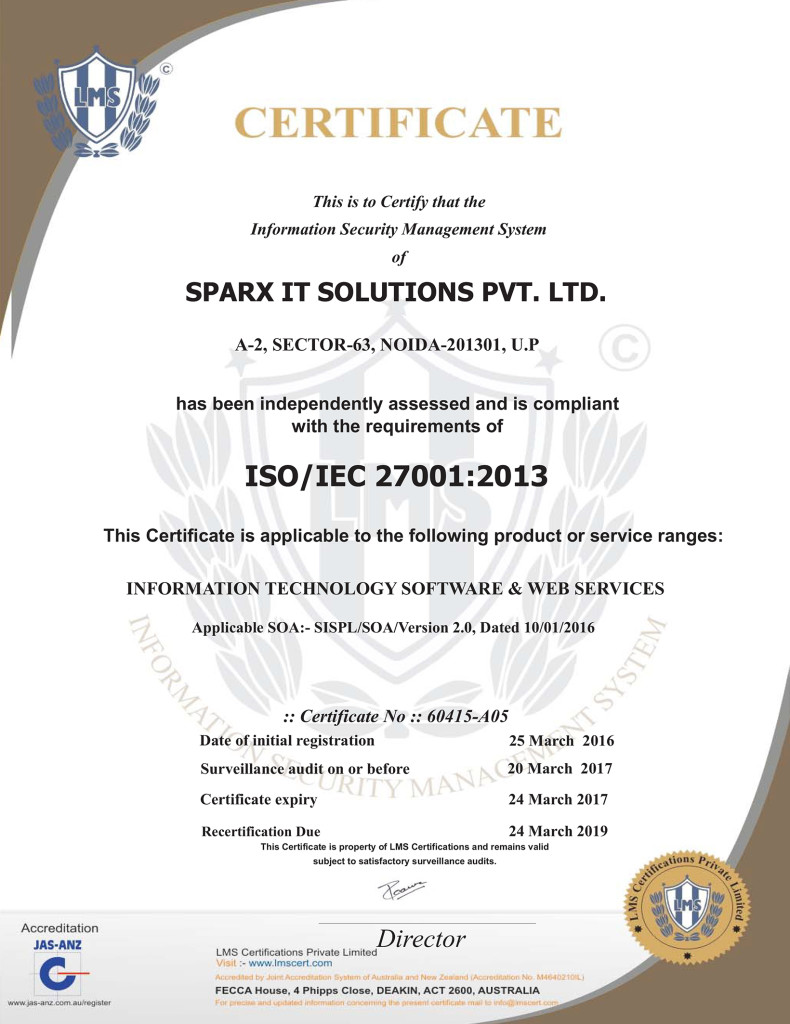 Sparx IT Solutions ISO 27001:2013