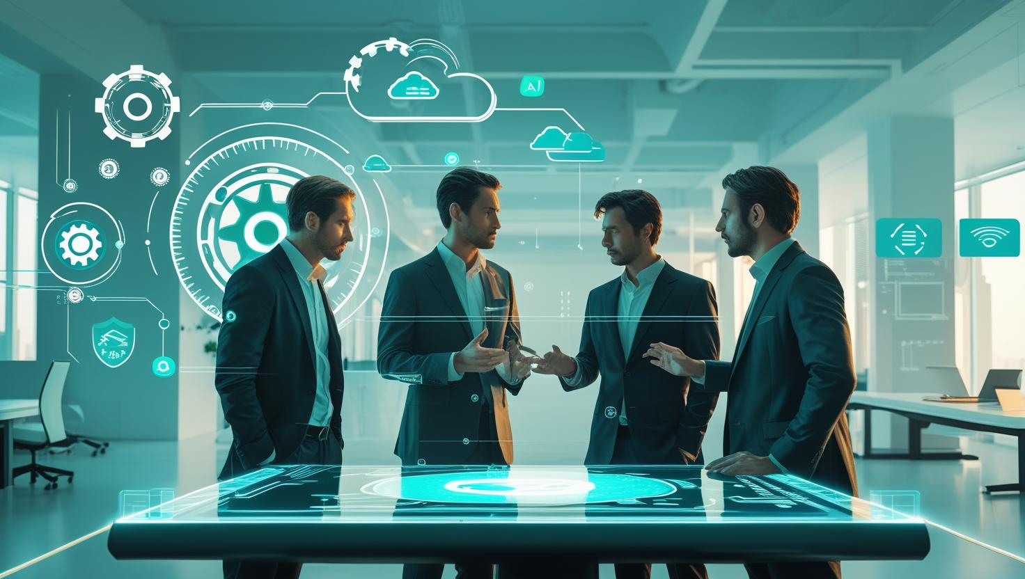Image of 4 persons discuss on Automating IT Processes