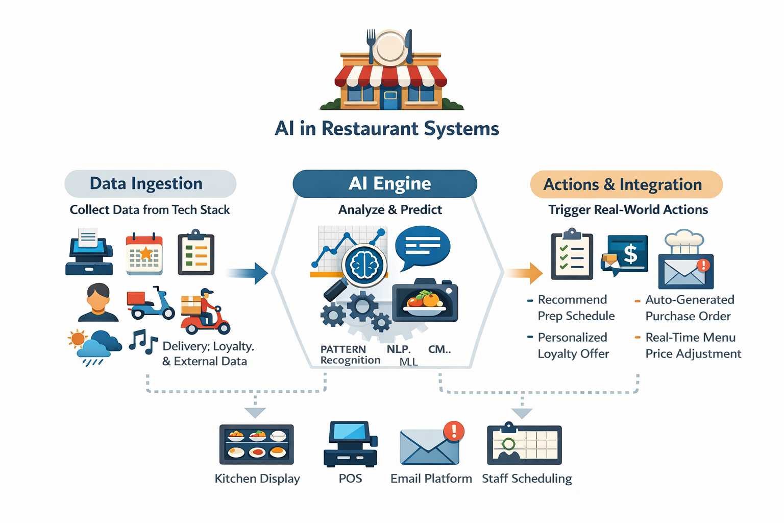 AI in restaurant systems flowchart AI in restaurant systems flowchart